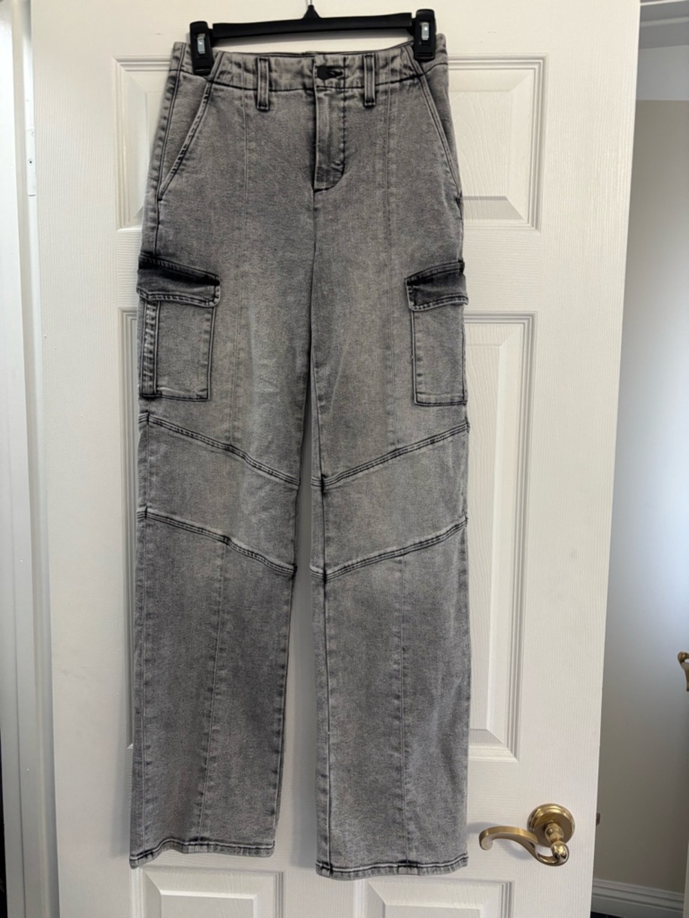 L'AGENCE Light Gray Washed Cargo Jeans